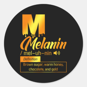 Pegatina Redonda Melanin Noun Definition Black History Month Junete