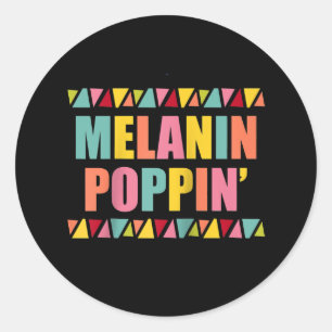 Pegatina Redonda Melanin Poppin 1990 Hip Hop Dance Black Pride
