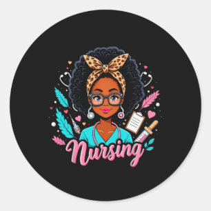 Pegatina Redonda Melanina negra Mes de historia negra pelo afro