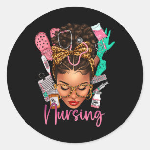 Pegatina Redonda Melanina negra Mes de historia negra pelo afro