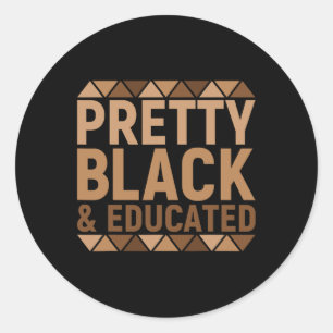 Pegatina Redonda Melanina Negra Y Educada Africana Negra Hola