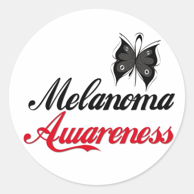 Pegatina Redonda Melanoma Awareness Butfly (Anverso)