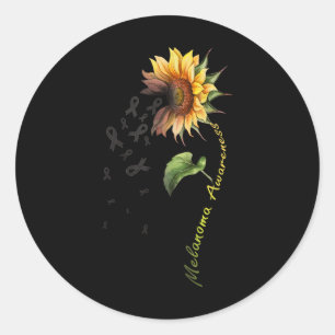 Pegatina Redonda Melanoma Awareness Sunflower Shirt