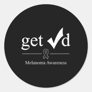 Pegatina Redonda Melanoma Black Awareness Ribbon Tee Get Check