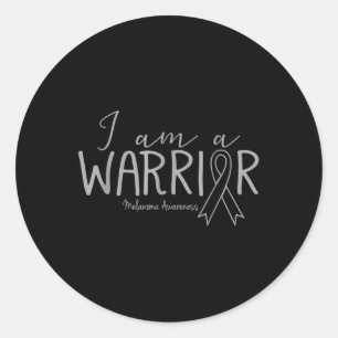 Pegatina Redonda Melanoma Conciencia Cáncer de piel Soy Guerrero