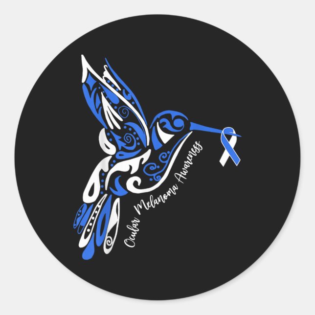 Pegatina Redonda Melanoma ocular Concienciación Cáncer ocular Hummi (Anverso)