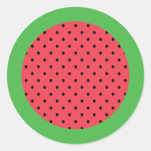 Pegatina Redonda Melaza de verano fruta verde rosa
