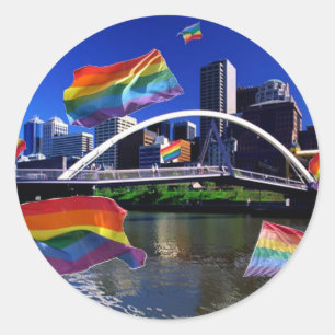 Pegatina Redonda Melbourne, Australia Orgullo