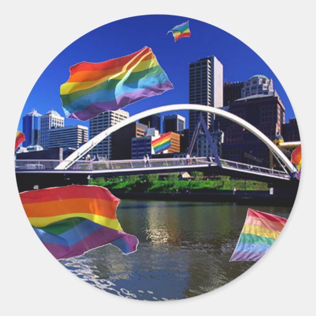 Pegatina Redonda Melbourne, Australia Orgullo (Anverso)