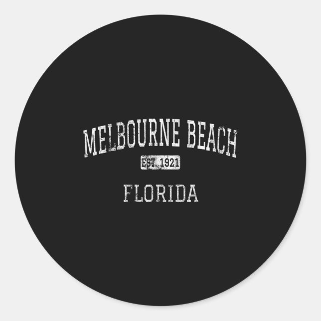 Pegatina Redonda Melbourne Beach Florida Fl Vintage (Anverso)