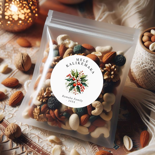 Pegatina Redonda Mele Kalikemaka Personalizado de vacaciones Textos (Subido por el creador)