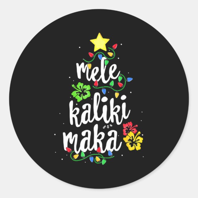 Pegatina Redonda Mele Kalikimaka Christmas Hawaiian  (Anverso)