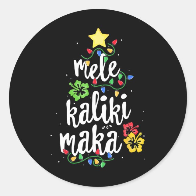Pegatina Redonda Mele Kalikimaka Christmas Hawaiian T Shirt  (Anverso)