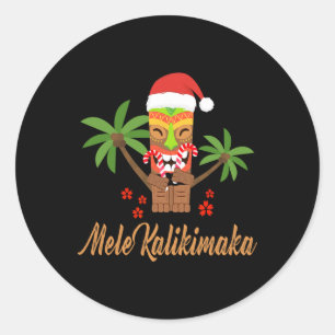 Pegatina Redonda Mele Kalikimaka Feliz Navidad en Hawái regalo de N