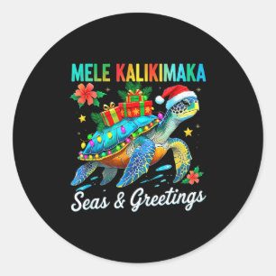 Pegatina Redonda Mele Kalikimaka Fiesta de la cola hawaiana Santa T