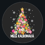 Pegatina Redonda Mele Kalikimaka Hawaii Navidades hawaianos Navidad<br><div class="desc">Mele Kalikimaka Hawaii Navidades hawaianos Chicas navideñas mujeres</div>