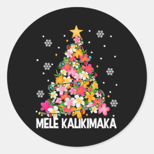Pegatina Redonda Mele Kalikimaka Hawaii Navidades hawaianos Navidad
