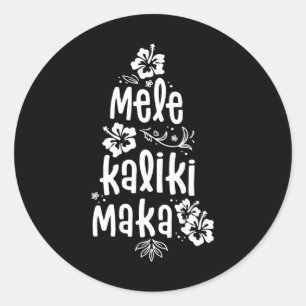 Pegatina Redonda Mele Kalikimaka Navidades vacaciones de Navidad en