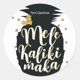 Pegatina Redonda Mele Kalikimaka Piña Navidad Personalizada