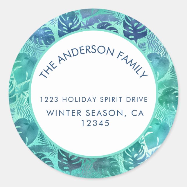 PEGATINA REDONDA MELE KALIKIMAKA PLAYA TROPICAL HAWAIIAN (Anverso)