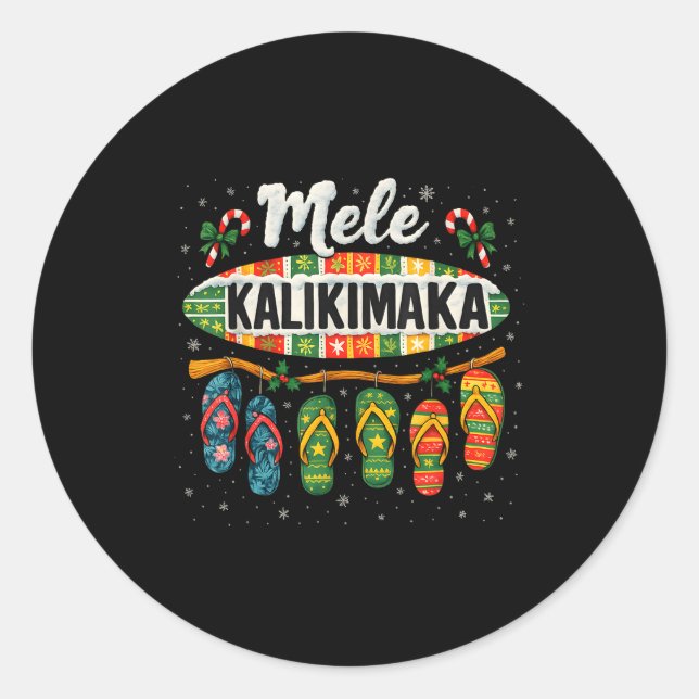 Pegatina Redonda Mele Kalikimaka Trocal Christmas Flip Flop  (Anverso)