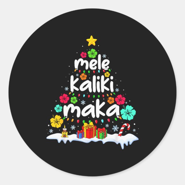 Pegatina Redonda Mele Kalikimaka Trocal Christmas Hawaiian Santa Xm (Anverso)