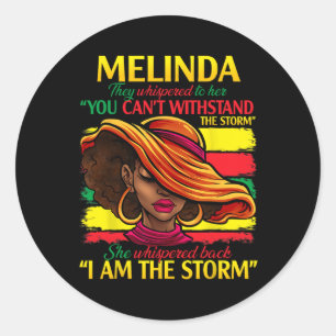 Pegatina Redonda Melinda Nombre Familia Apellido Historia Negra Mo