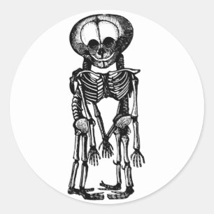 Pegatina Redonda mellizos siameses espeluznantes esqueleto niños ar
