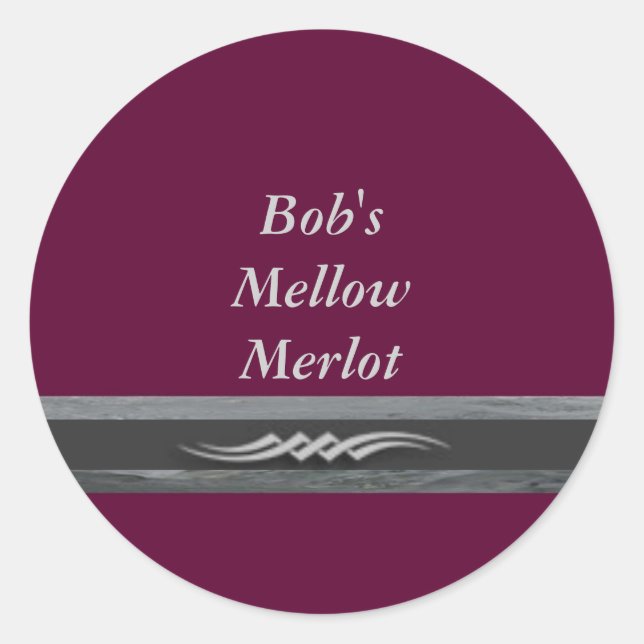 Pegatina Redonda Mellow Merlot de Bob (Anverso)
