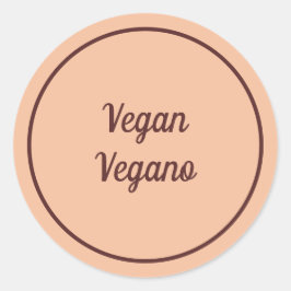 Pegatina Redonda Melocotón Bilingüe Vegano Simple