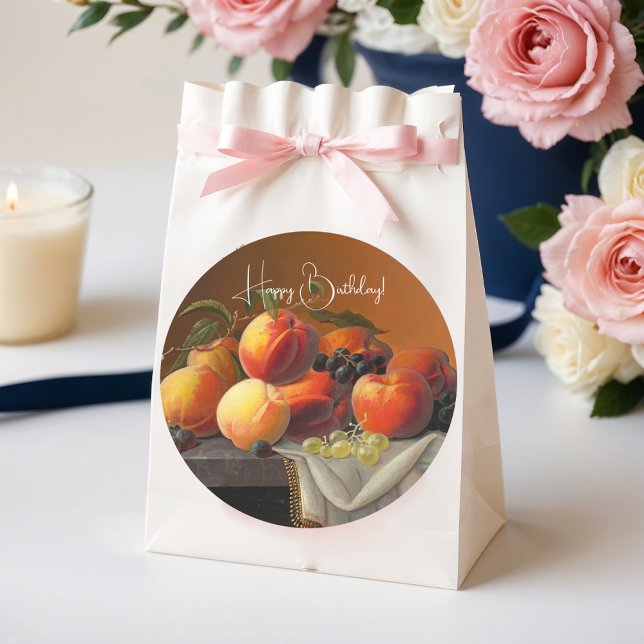 Pegatina Redonda Melocotones, uvas y manzanas (Subido por el creador)