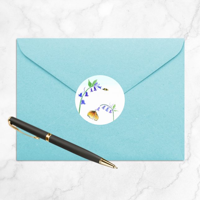 Pegatina Redonda Melodías de Virginia con mariposa (Subido por el creador)