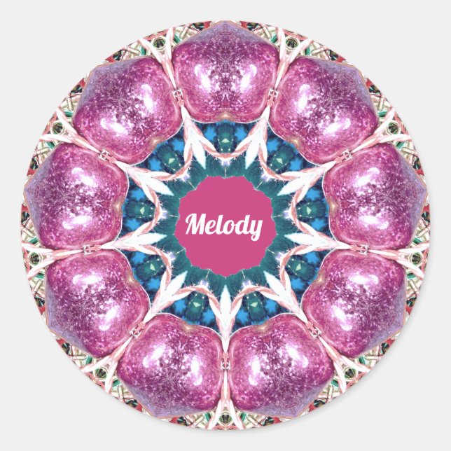 Pegatina Redonda MELODY ~ Patrón abstracto brillante ~ Personalizad (Anverso)