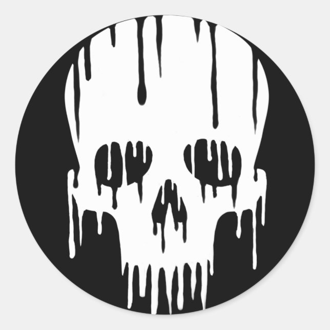 Pegatina Redonda Melting Skull (Anverso)