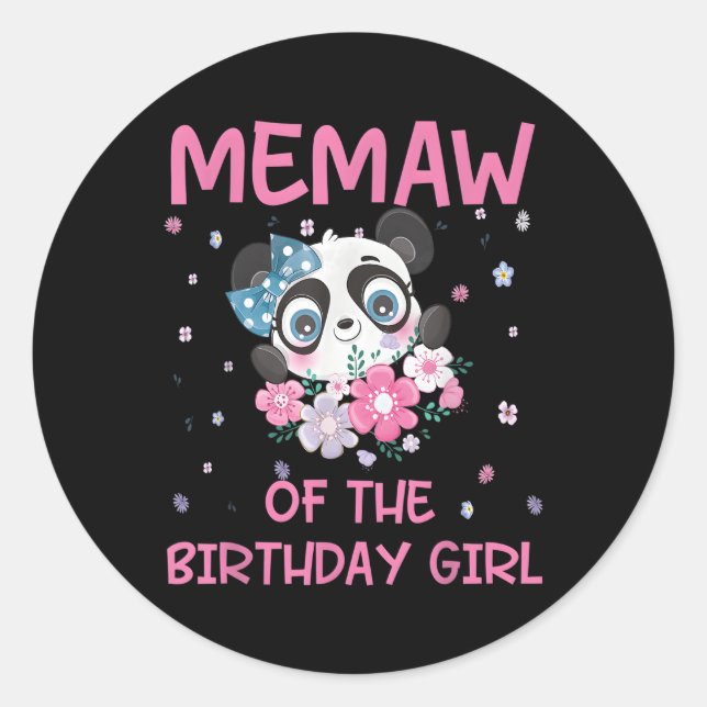 Pegatina Redonda Memaw De La Familia Panda Bear Py (Anverso)