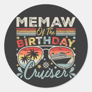 Pegatina Redonda Memaw de las vacaciones de crucero de cumpleaños