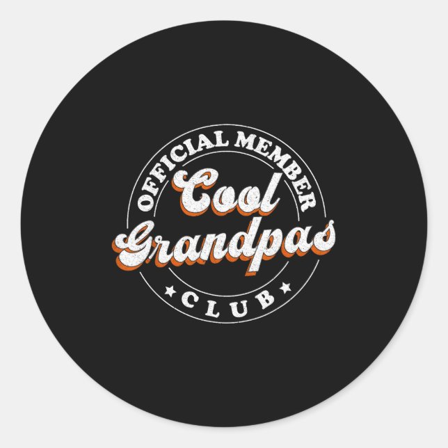 Pegatina Redonda Member Cool Grandpas Club For New Grandfather  (Anverso)