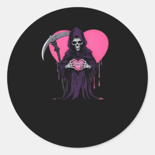 Pegatina Redonda Meme clásico de Heart Hands Reaper