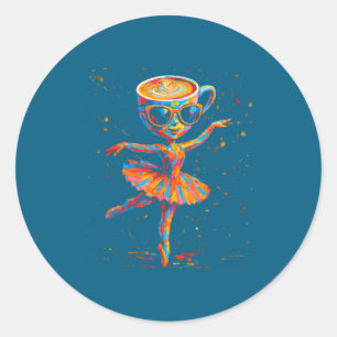Pegatina Redonda Meme de bailarina Cappuccina con cerebro podrido i