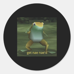 Pegatina Redonda Meme de baile de rana Get Nae Nae