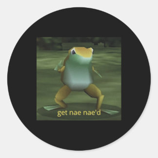 Pegatina Redonda Meme de baile de rana Get Nae Nae