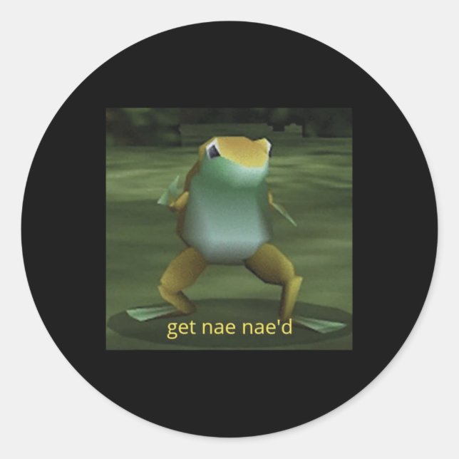 Pegatina Redonda Meme de baile de rana Get Nae Nae (Anverso)