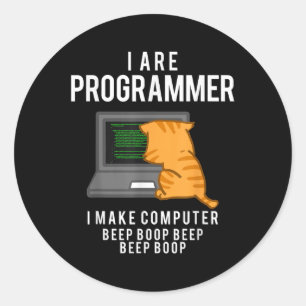 Pegatina Redonda Meme de codificación divertida para programador de