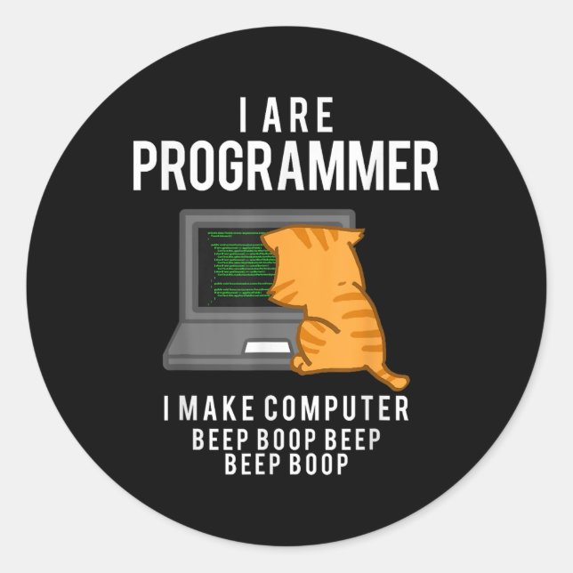 Pegatina Redonda Meme de codificación divertida para programador de (Anverso)