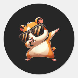 Pegatina Redonda Meme de Dab Animal Dancing Dabbing Hamster