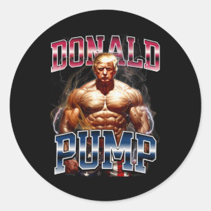 Pegatina Redonda Meme de Donald Pump divertido