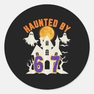 Pegatina Redonda Meme de fantasma embrujado de Halloween 67 Seis Si