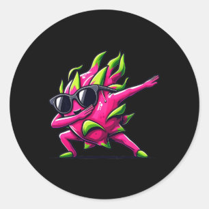 Pegatina Redonda Meme de Fruta Dab Fruit Dabbing Dragon