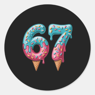 Pegatina Redonda Meme de goteo de helado 67