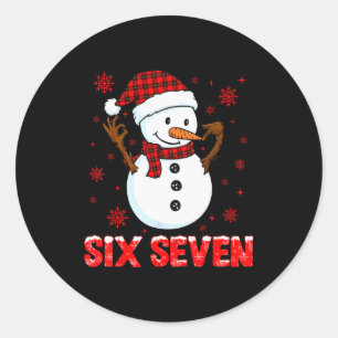 Pegatina Redonda Meme de hombre de nieve seis siete jerga 6 7 diver